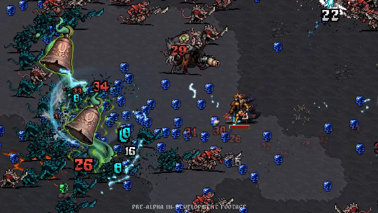 Rat horde swarming under lightning arcs across dark battlefield